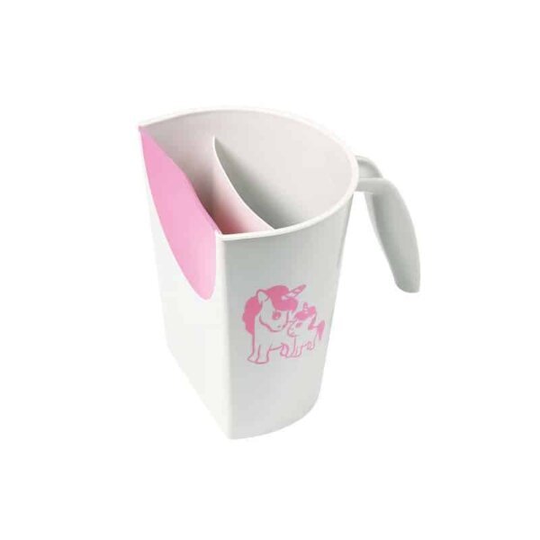 Rinsing cup with pink unicorn design, light grey, Babyono