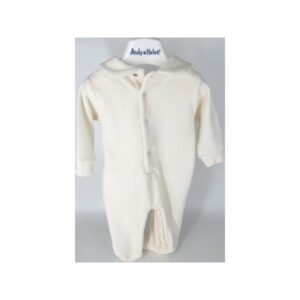 Ivory white velvet long-sleeved baby jumpsuit with teddy bear embroidery, Andy&Helen