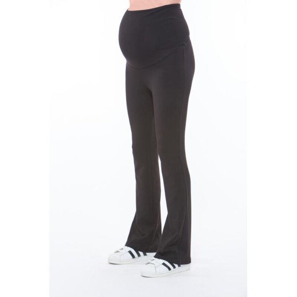 Pantaloni gravide pentru sarcina sau chiar si dupa, din bumbac, cu bata peste burtica, de culoare neagra