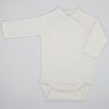 Bodysuit with side staples for baby or newborn, cotton, long-sleeved, milk white