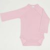 Bodysuit with side staples for baby or newborn, cotton, long-sleeved, pink colour