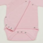 Bodysuit with side staples for baby or newborn, cotton, short-sleeved, pink colour