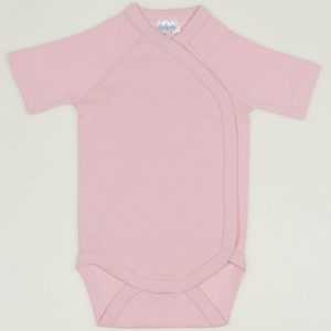 Body cu capse laterale pentru bebelusi sau nou-nascuti, cu maneca scurta, din bumbac, de culoare roz