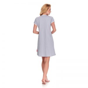Maternity nightdress for pregnancy and breastfeeding, cotton, short sleeve, grey