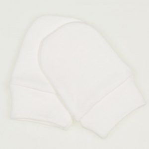 Milk white cotton newborn baby gloves