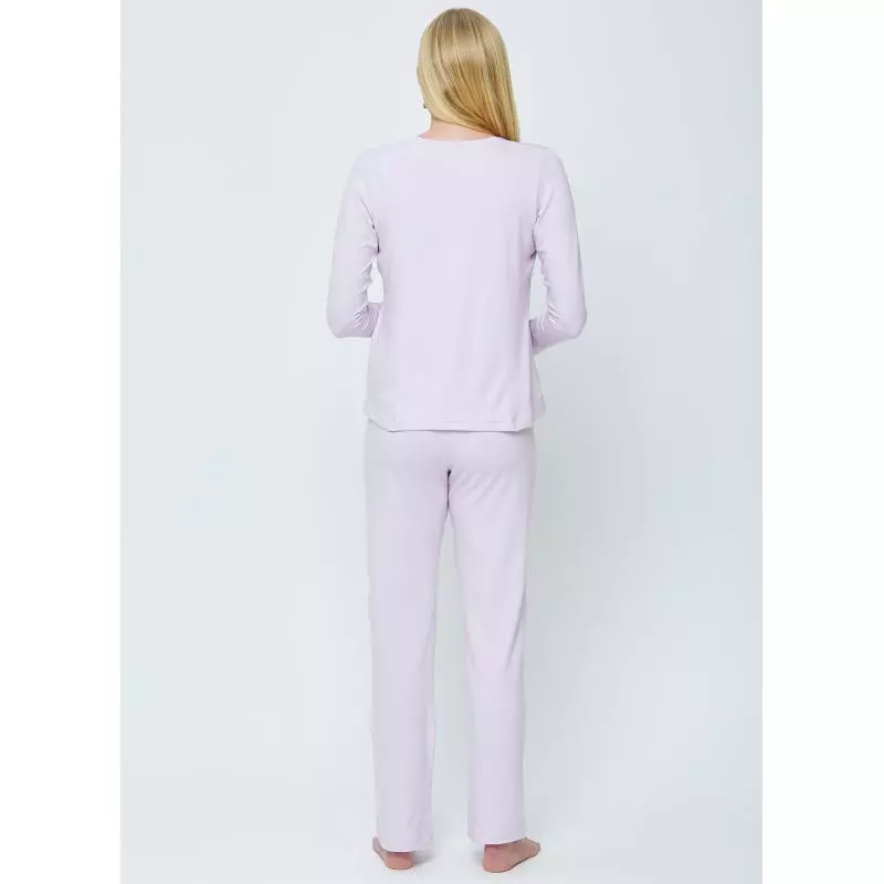 Pregnant pajamas for pregnancy and breastfeeding, cotton, long sleeves, light lilac color
