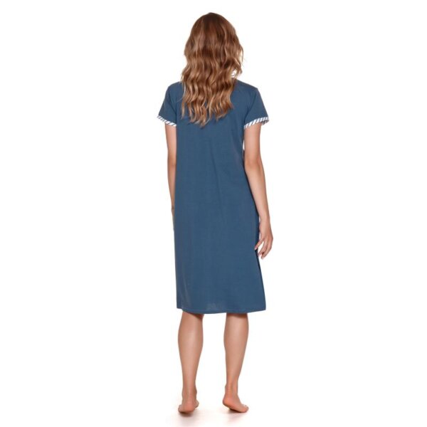 Nightgown for pregnant women, cotton, short sleeve, dark blue