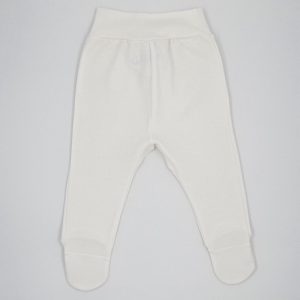 Baby or new-born cotton pants with booties, milk white