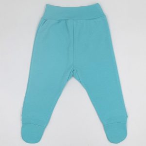 Pantaloni cu botosei pentru bebelusi sau nou-nascuti, din bumbac, de culoare bleu turcoaz