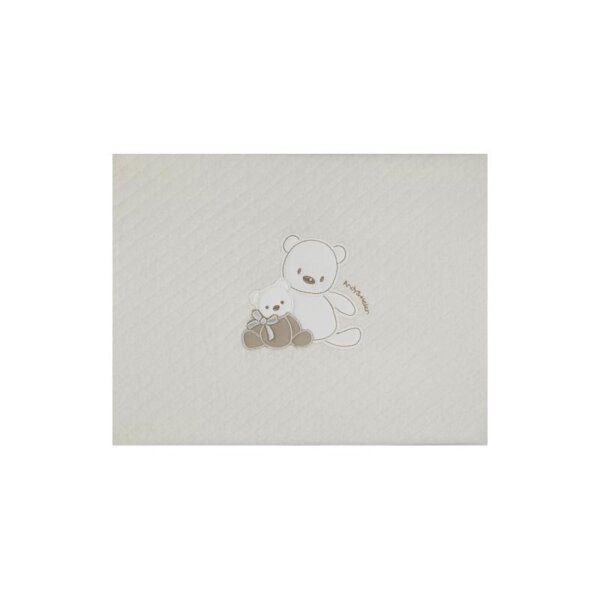 Baby blanket, cotton, with diamonds, ivory white, with teddy bear embroidery, 70x80cm, Andy&Helen