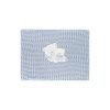 Newborn baby blanket, knitted, wool, light blue, with teddy bear embroidery, 75x90cm, Andy&Helen