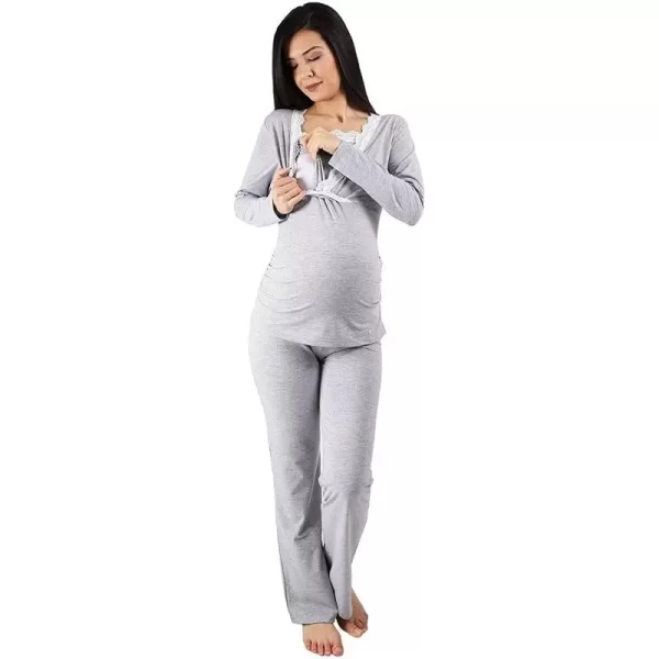 Pregnancy long-sleeved pyjamas, melanj grey, M.M.C.