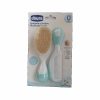 Hair brush with natural bristles and comb, light turquoise, Chicco