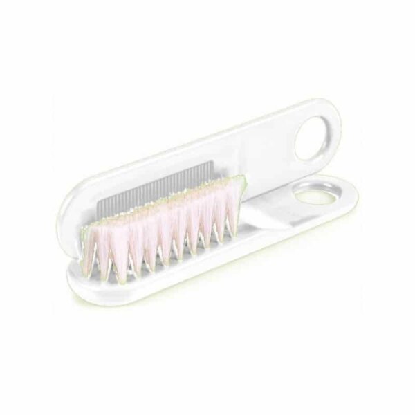 Hair brush with natural bristles and comb, white, Canpol babies