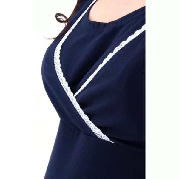 Maternity pyjamas for pregnancy and breastfeeding, cotton, long sleeves, blue color