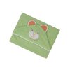 Baby hooded towel, raw green, with teddy bear embroidery, 75x75cm, Andy&Helen