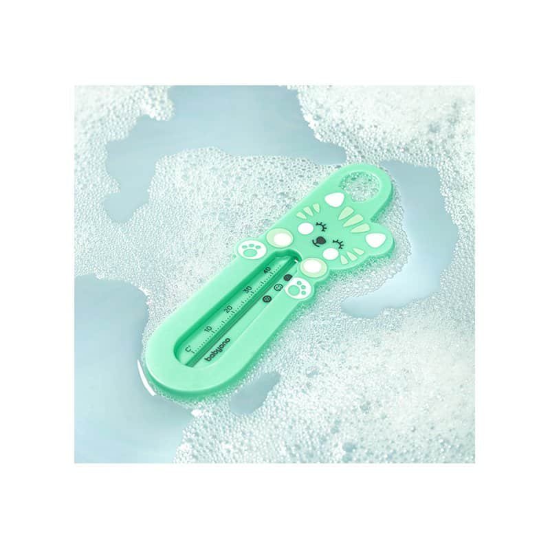 Baby bath thermometer, light turquoise, cat-shaped, BabyOno