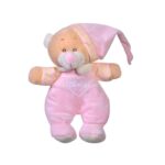 Ursulet de plus cu caciulita, 17 cm, de culoare roz