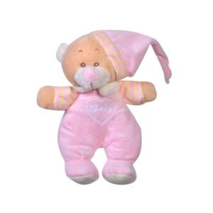 Teddy bear with a hat, 17 cm, pink